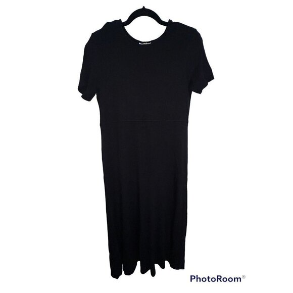 Talbot Maxi Dress Vintage Shoulder Pads Black Stretchy Medium (Y) - Picture 1 of 7